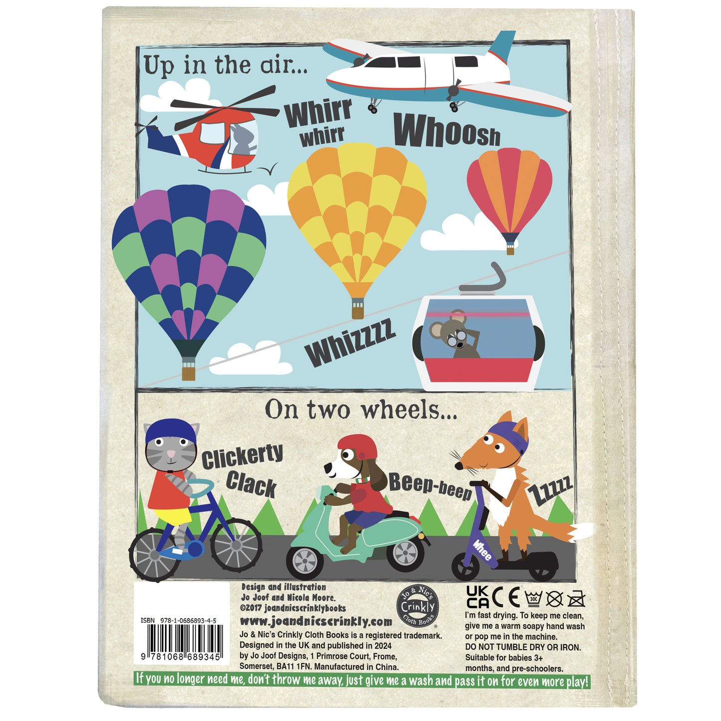 Nursery Times Crinkly Cloth Book - Noisy Vehicles