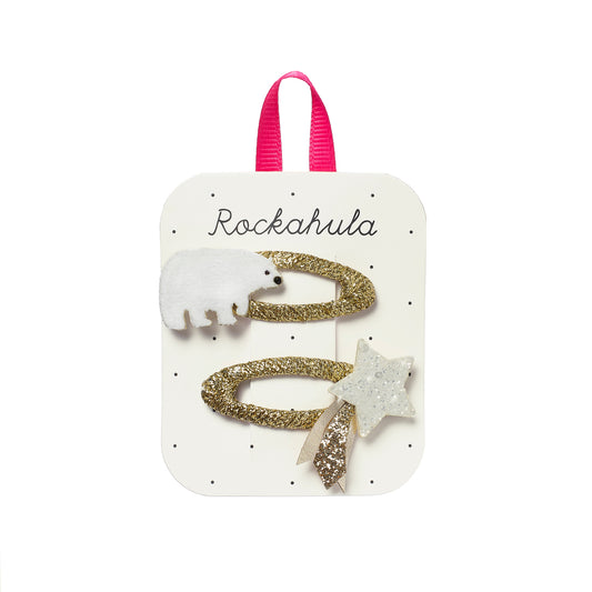 Snowy Polar Bear Hair Clips