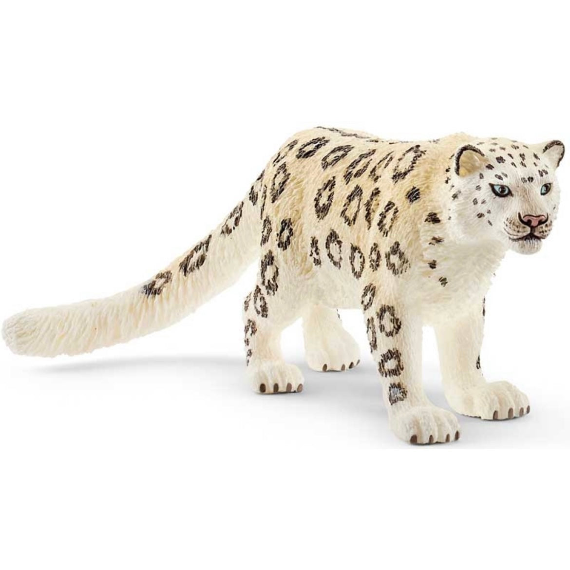 Toy snow leopard. White/cream with black spots, hand painted.