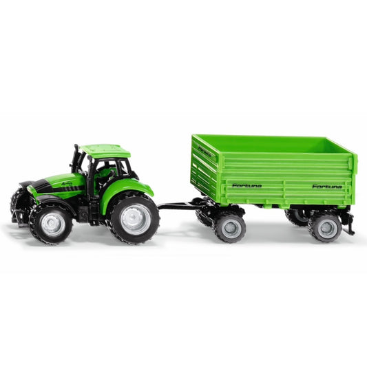 Siku Deutz-Fahr Tractor with Fortuna 4 Wheel Trailer