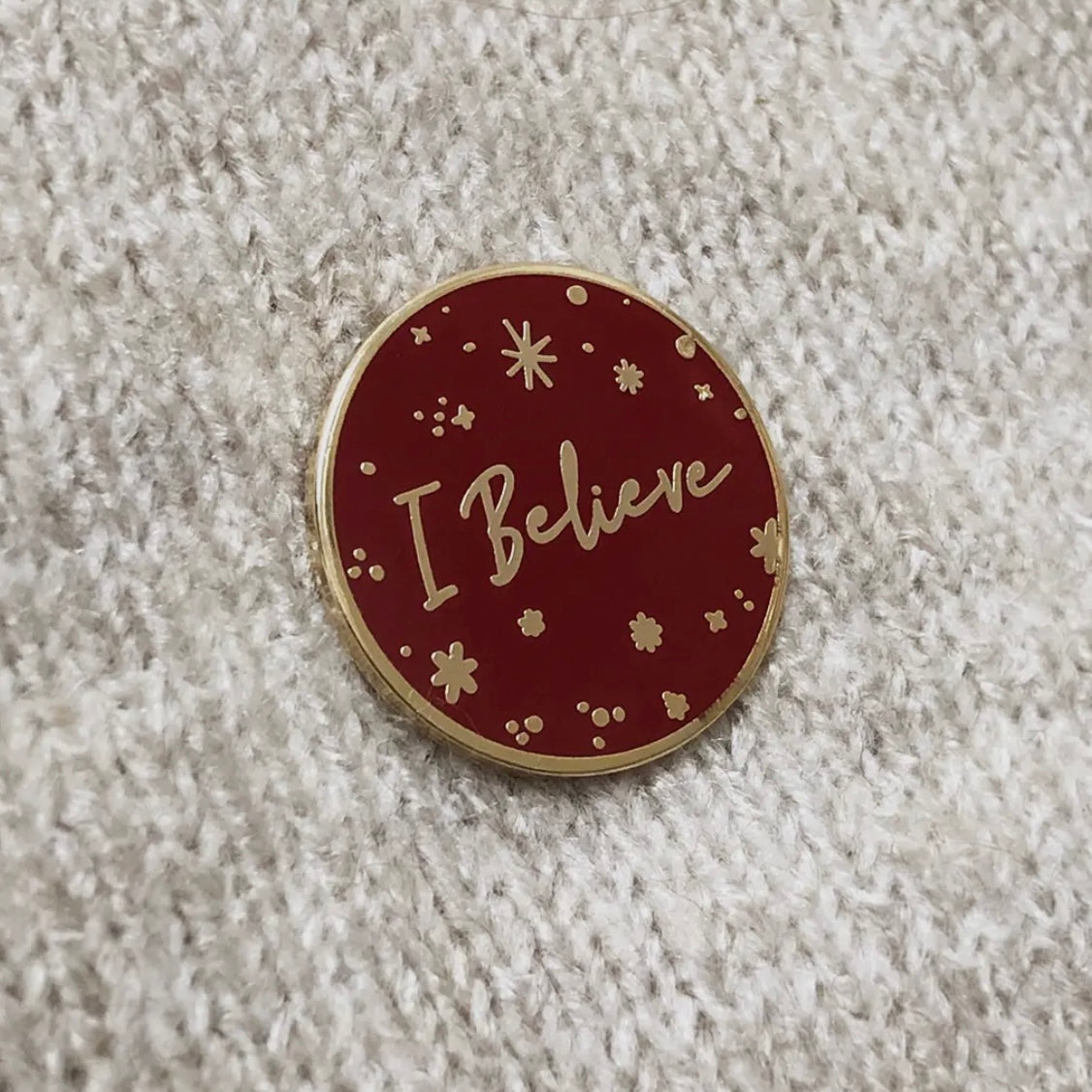 I Believe pin badge - Red