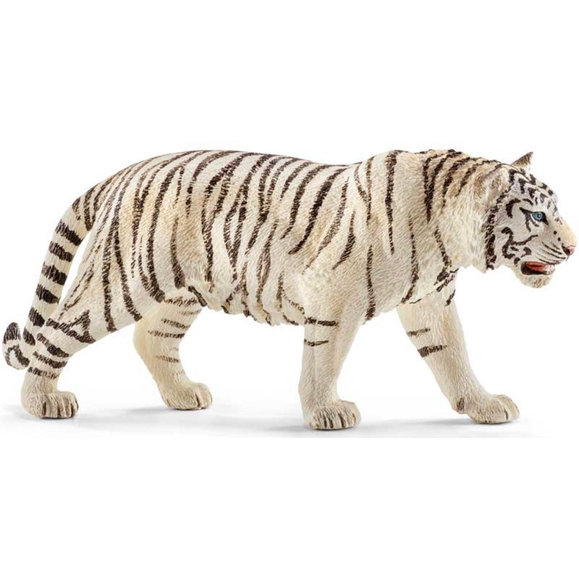 Schleich toy white tiger. White, with black stripes, hand painted.