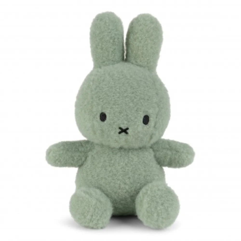 a sage green miffy teddy made from recycled materials