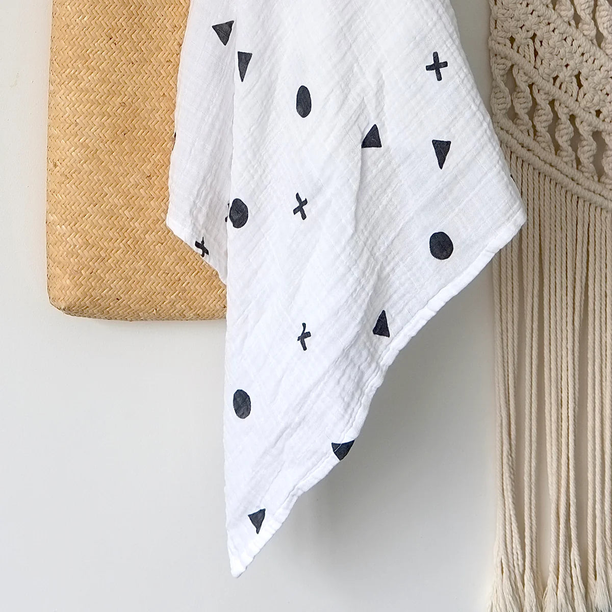 Monochrome Pattern Organic Cotton Baby Muslin Swaddle Blanket