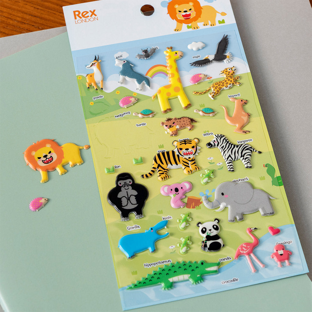 3D Puffy Stickers - Wild Safari Animals