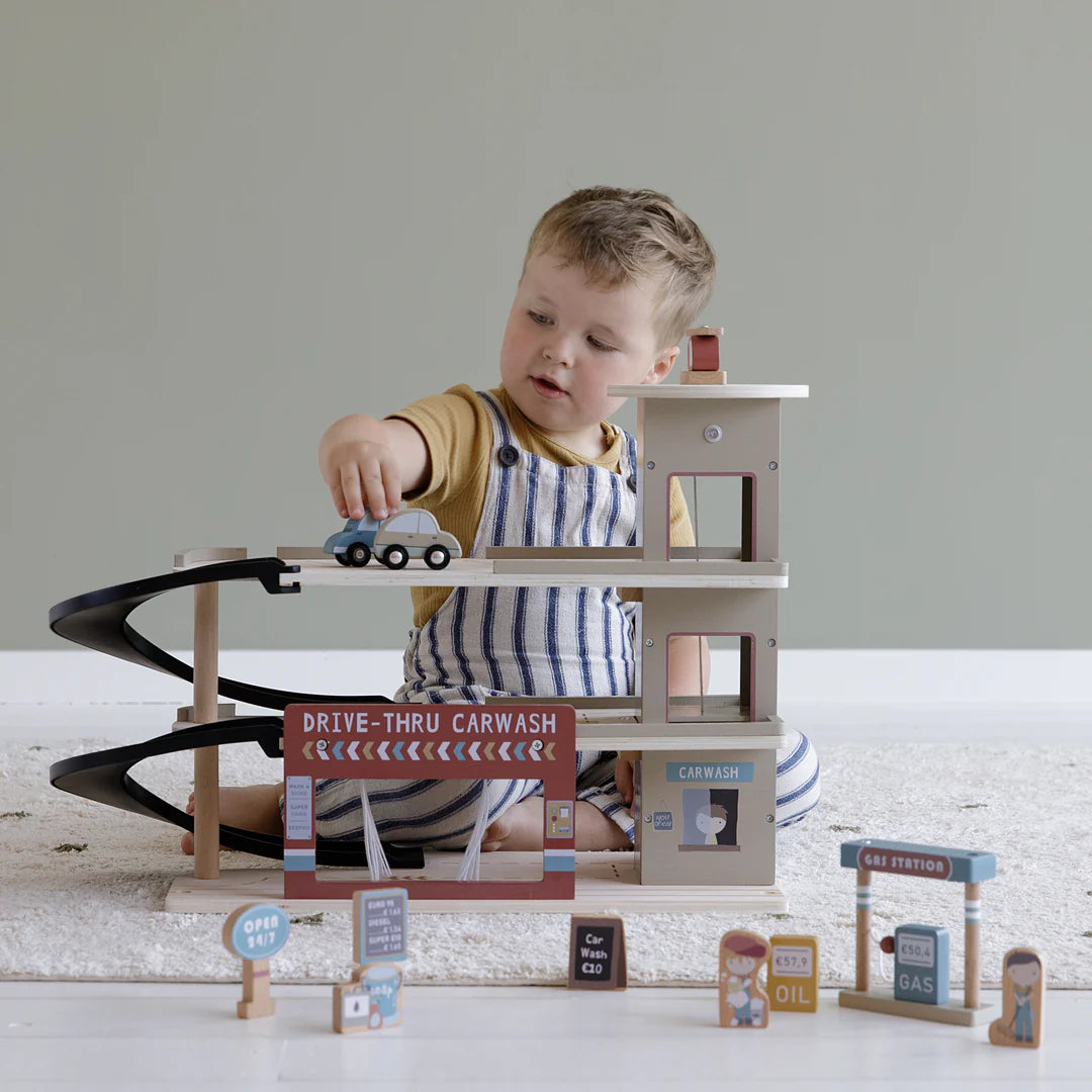 Little Dutch Wooden Garage being played with