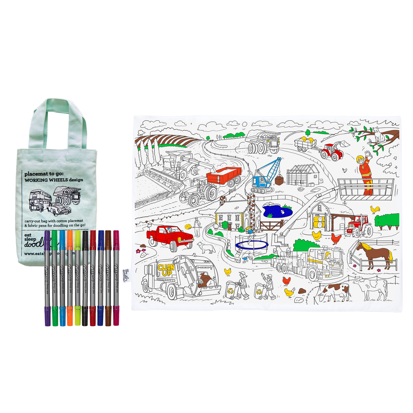 Working Wheels Colouring Placemat