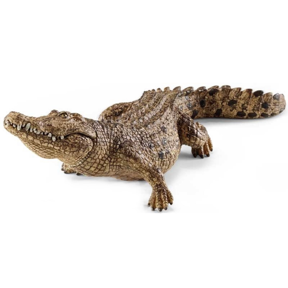 Toy crocodile. Green/brown, hand painted.