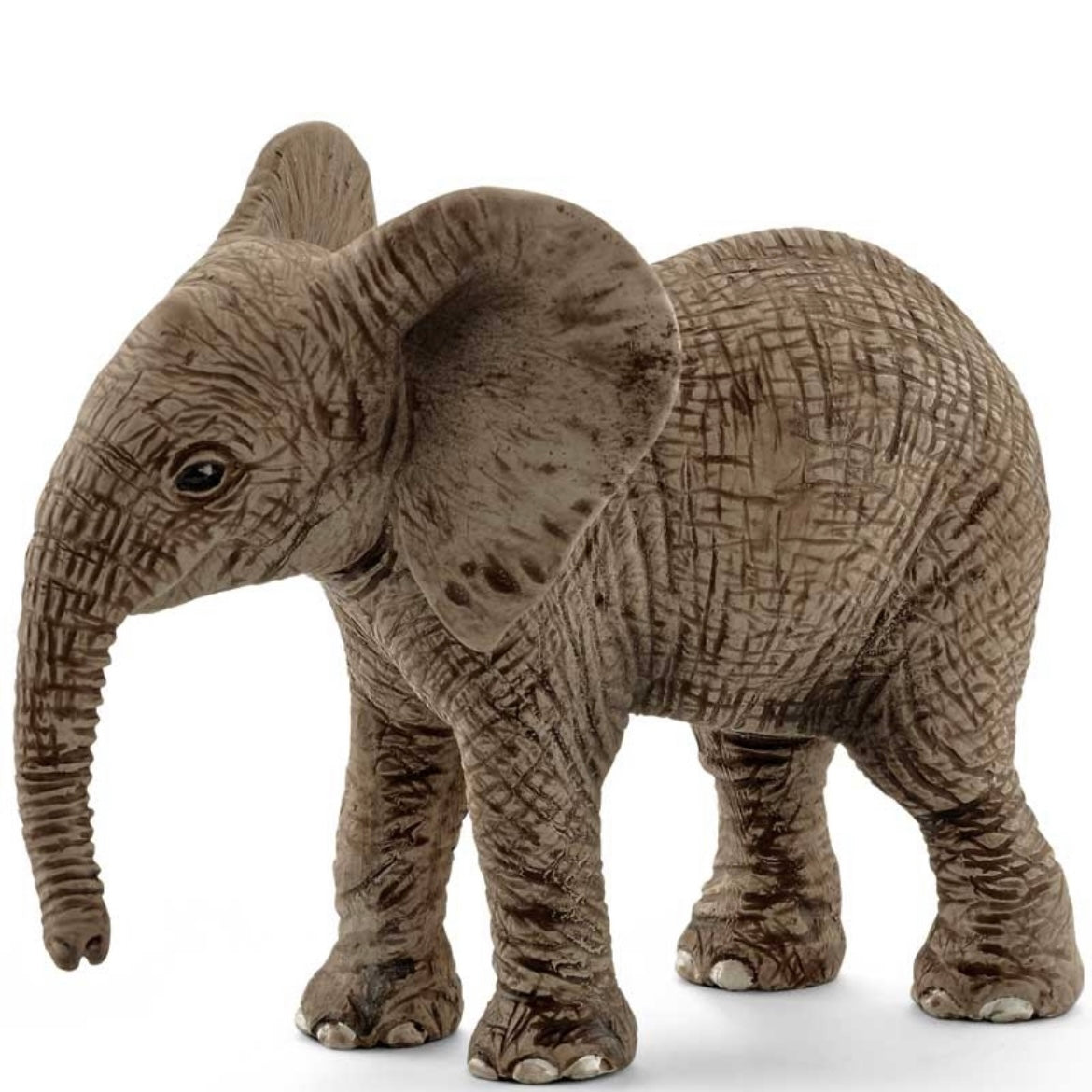Toy baby elephant calf. Grey/brown, hand painted.