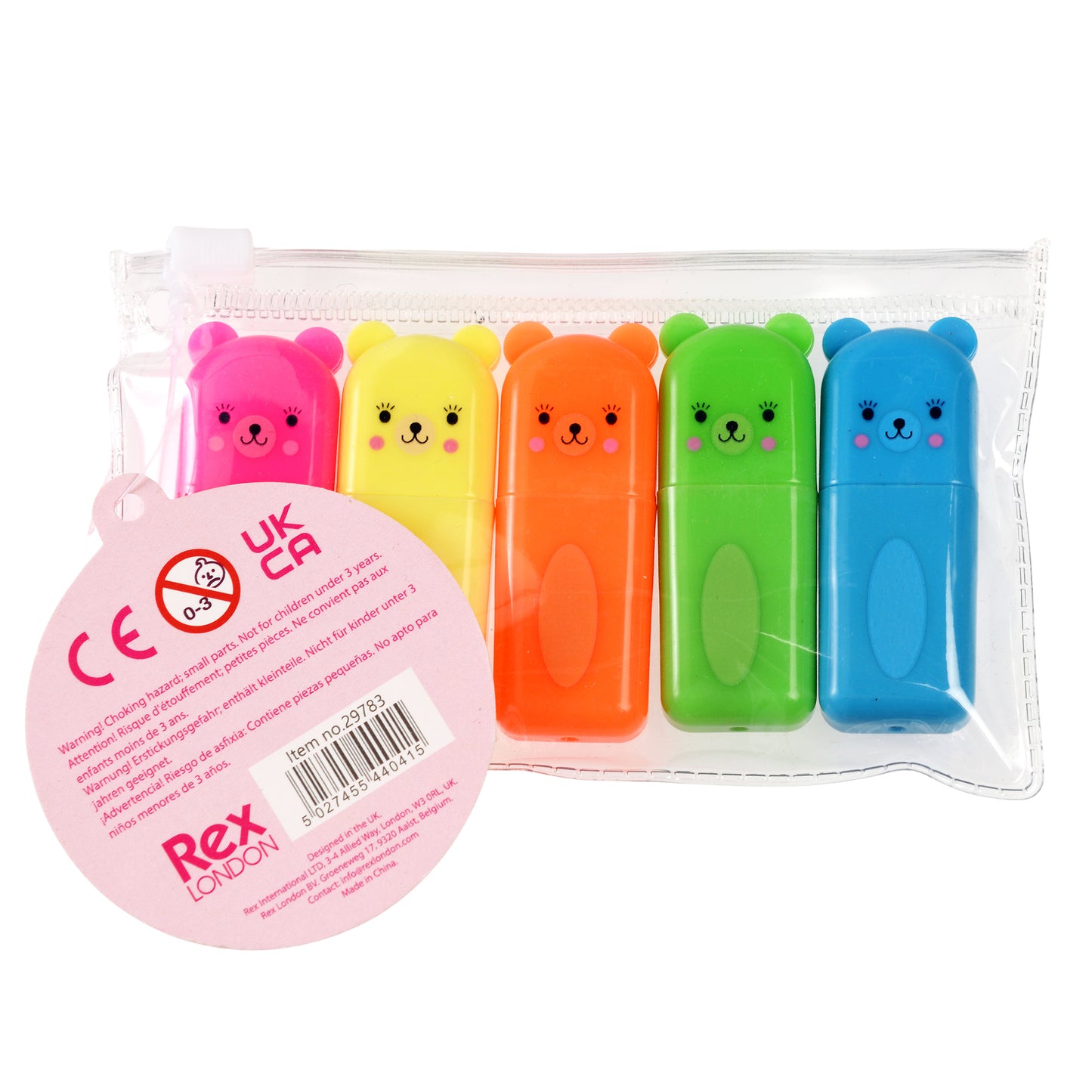 Bear Highlighter Pens (set of 5)