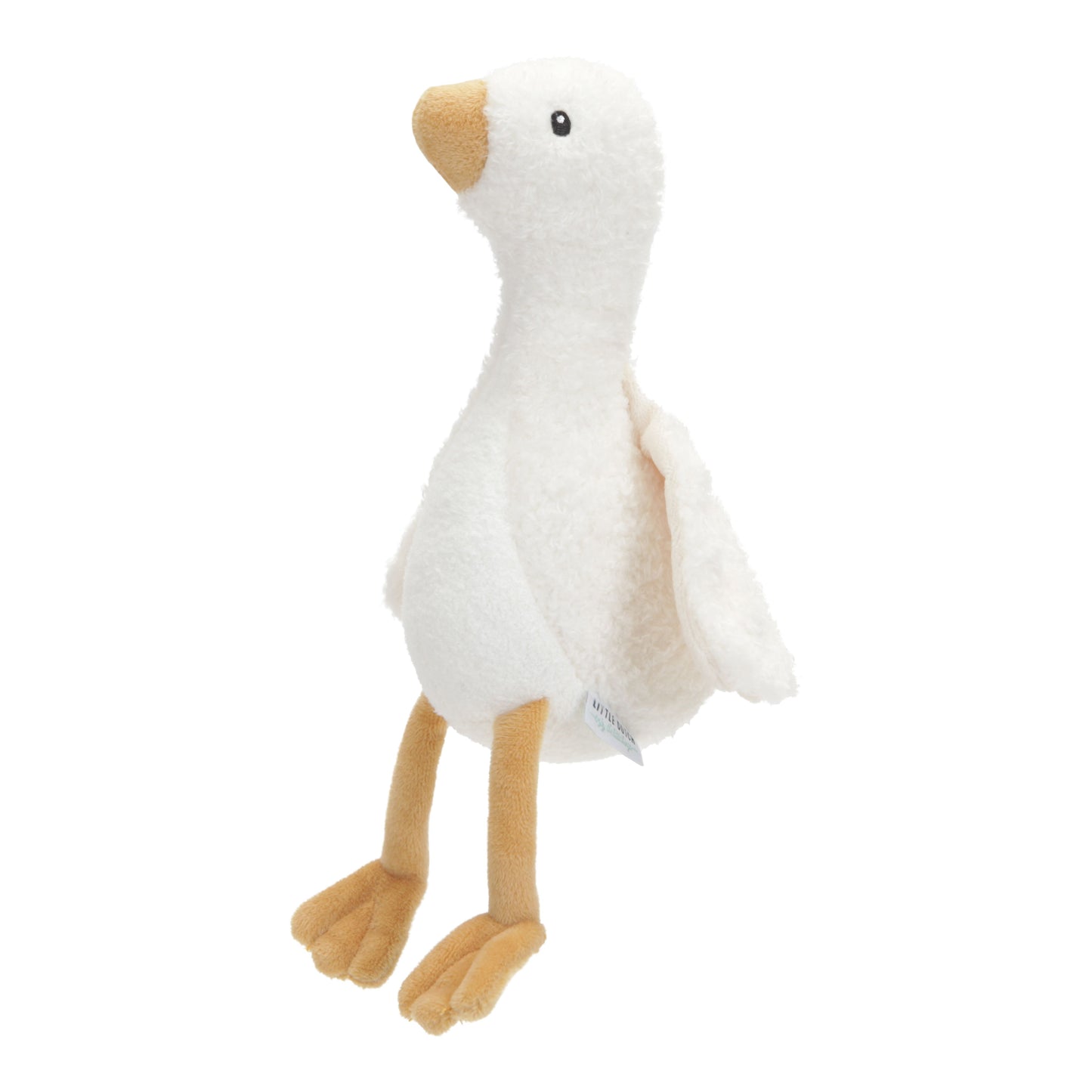 A white cuddly little goose with a yellow velvet beak, legs and feet by Little Dutch