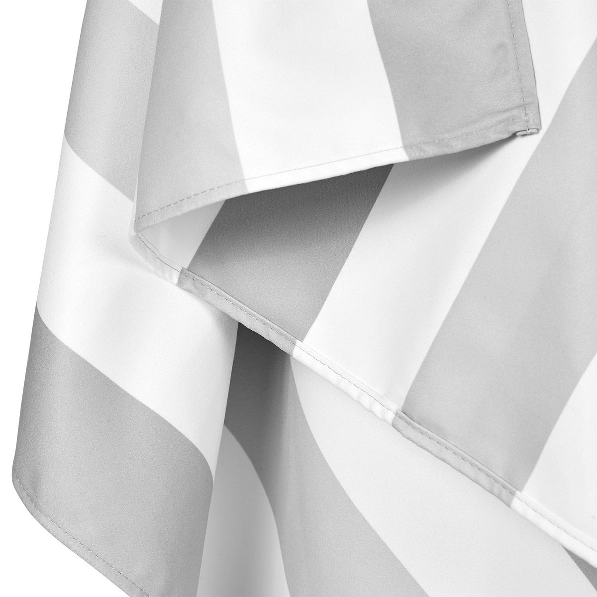 grey and white striped cabana towel from dock and bay