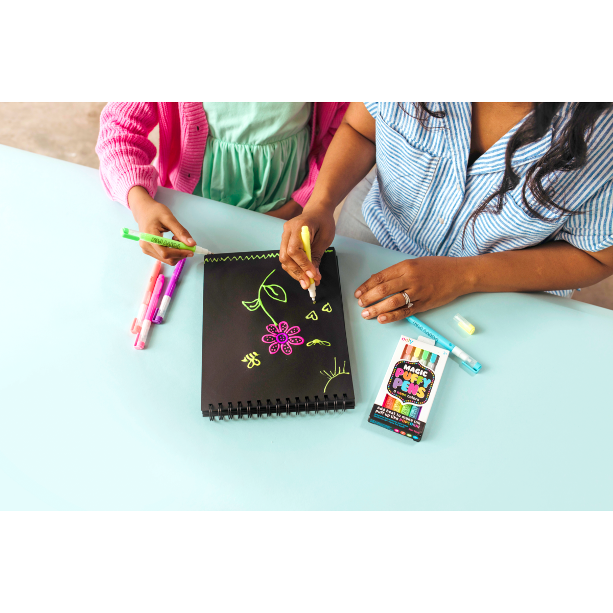 Ooly Magic Puffy Neon Pens - Set of 6