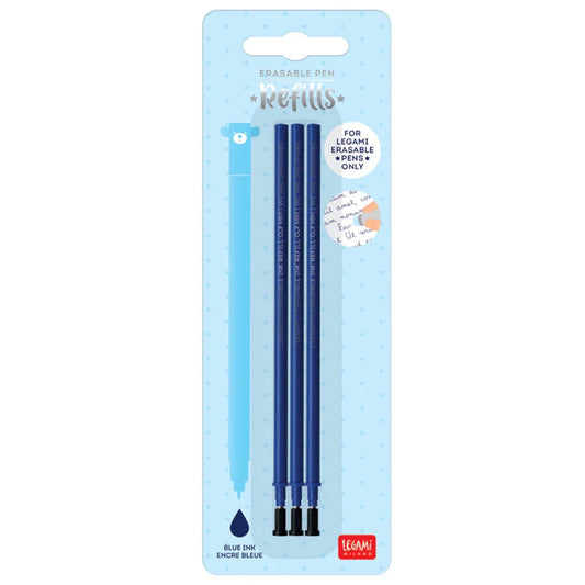 Legami Erasable Pen Refills Set of 3 - Blue Ink