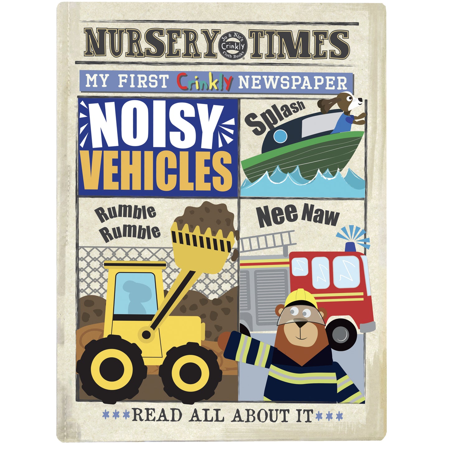 Nursery Times Crinkly Cloth Book -  Noisy Vehicles