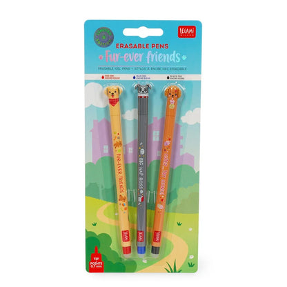 Legami Set of 3 Erasable Pens - Fur Ever Friends Puppies