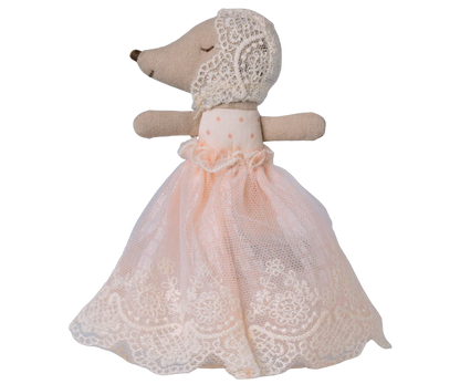 Maileg Baby Mouse in a gown - Powder