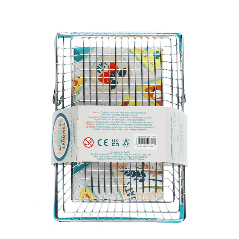 Wooden shopping play set with basket