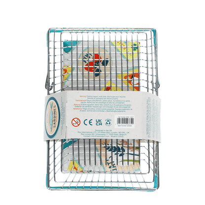 Wooden shopping play set with basket