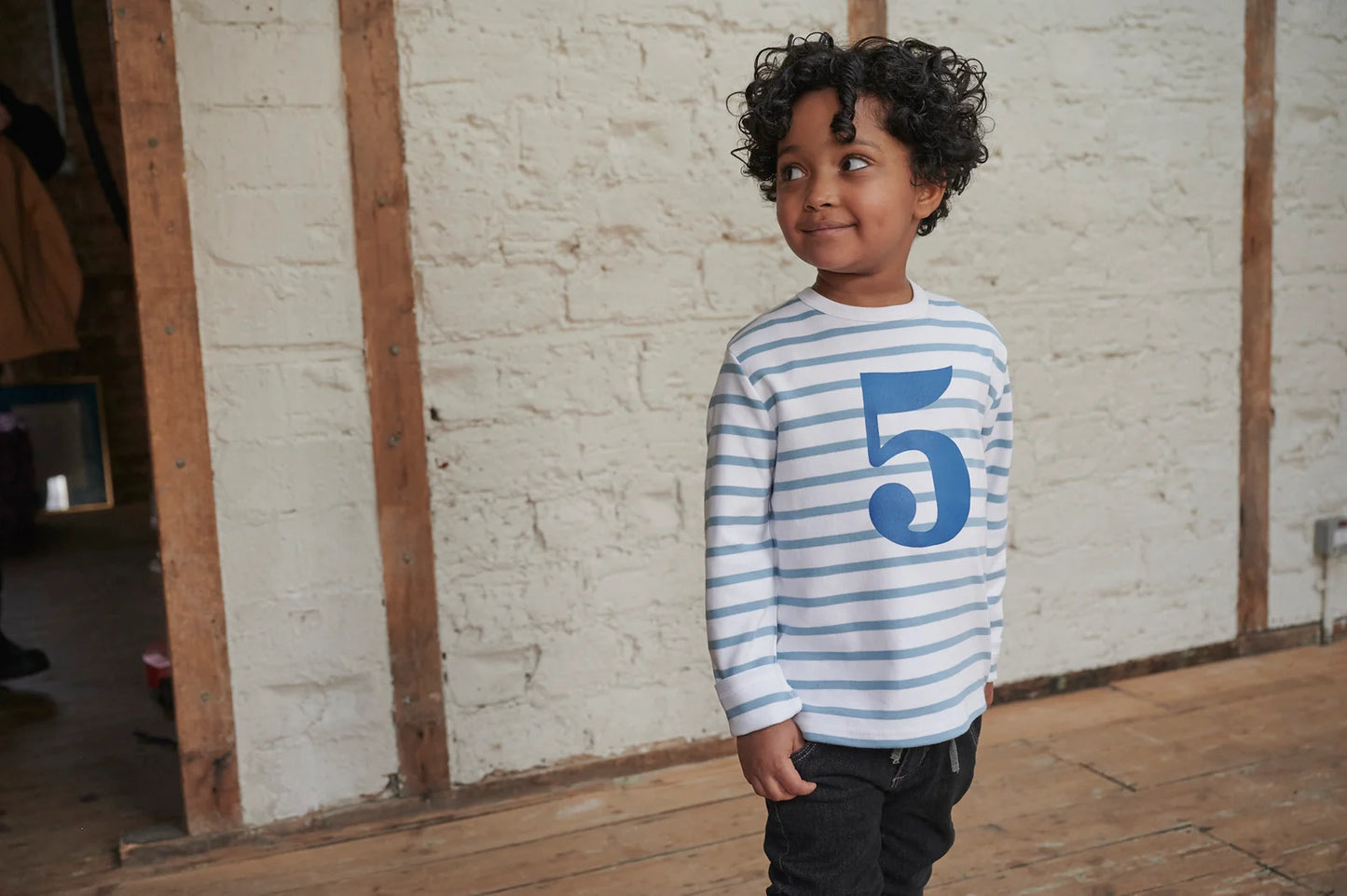 Ocean Blue and White Striped Number T-Shirt (Copy)