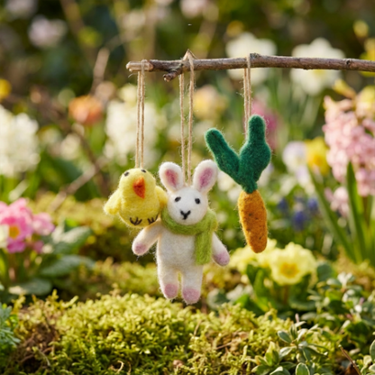 Handmade Felt Easter Trio Hanging Decorations