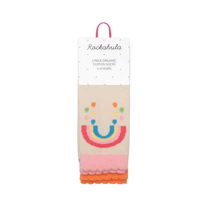 Vintage Rainbow and Sun 2 Pack Socks 9-12 Jnr (age 3-5)