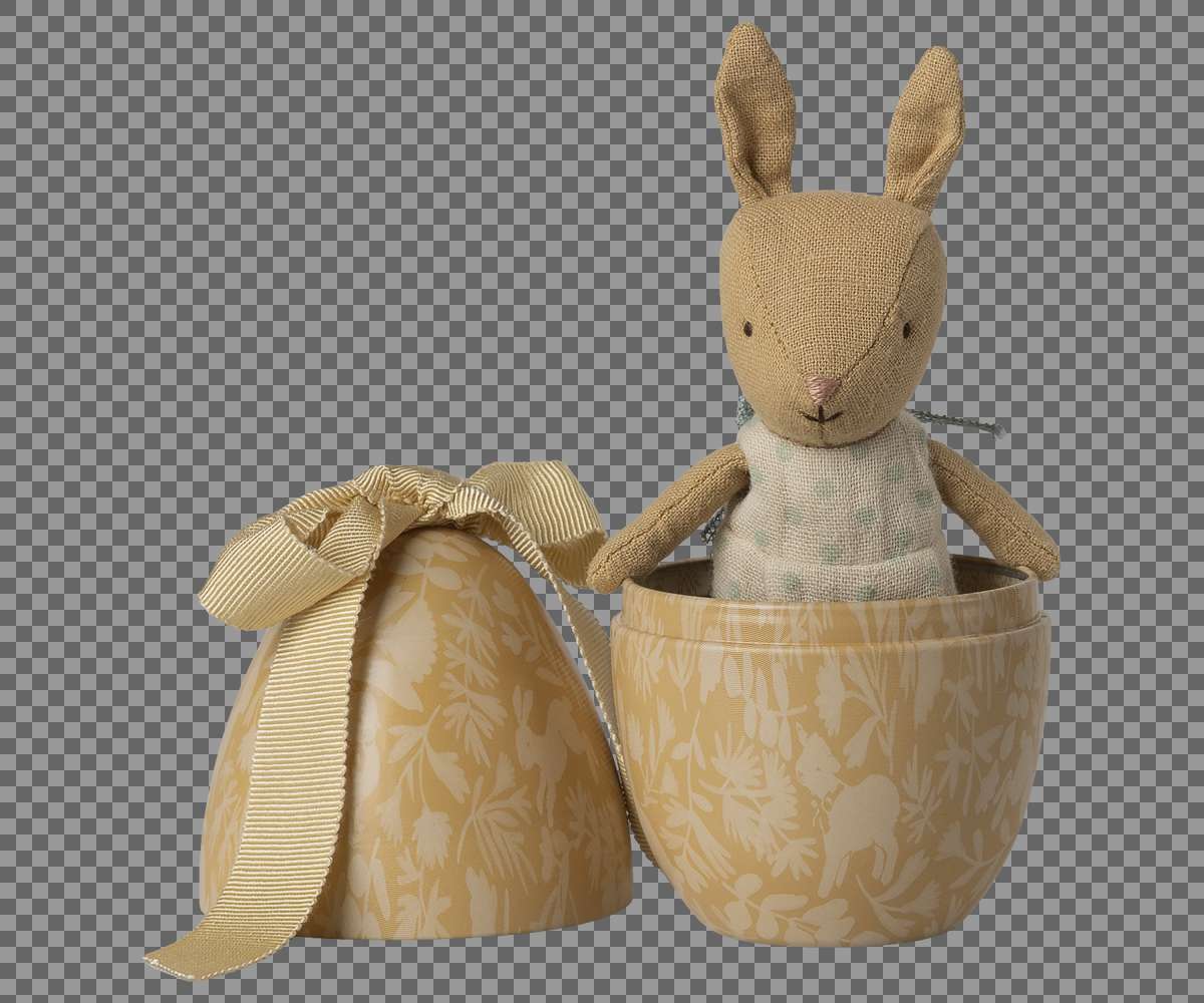 Maileg Easter Egg with Micro Rabbit - Small Yellow