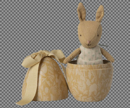 Maileg Easter Egg with Micro Rabbit - Small Yellow