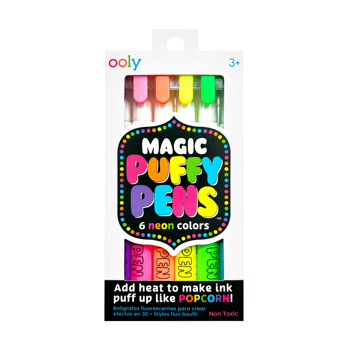 Ooly Magic Puffy Neon Pens - Set of 6