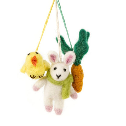 Handmade Felt Easter Trio Hanging Decorations
