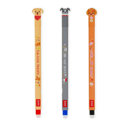 Legami Set of 3 Erasable Pens - Fur Ever Friends Puppies