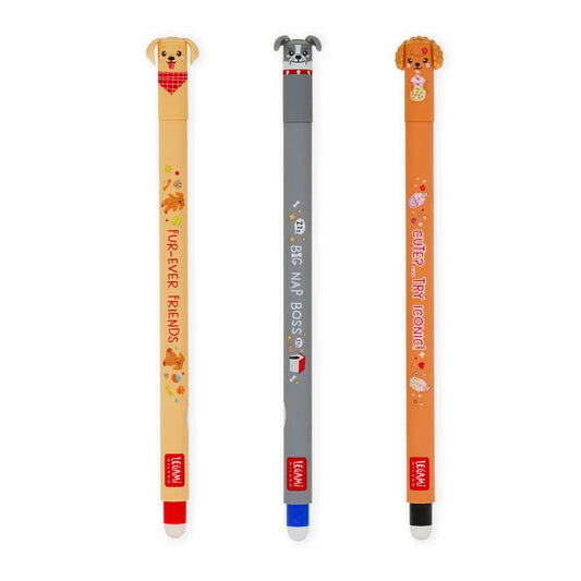 Legami Set of 3 Erasable Pens - Fur Ever Friends Puppies