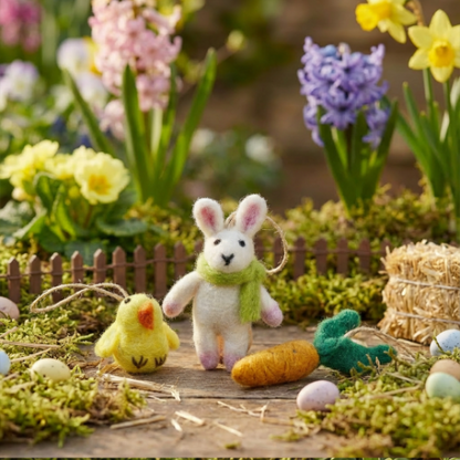 Handmade Felt Easter Trio Hanging Decorations