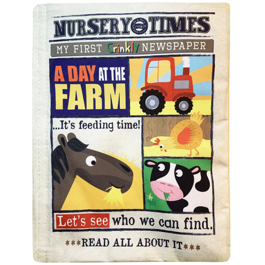 Nursery Times Crinkly Newspaper Cloth Book - Farm Animals