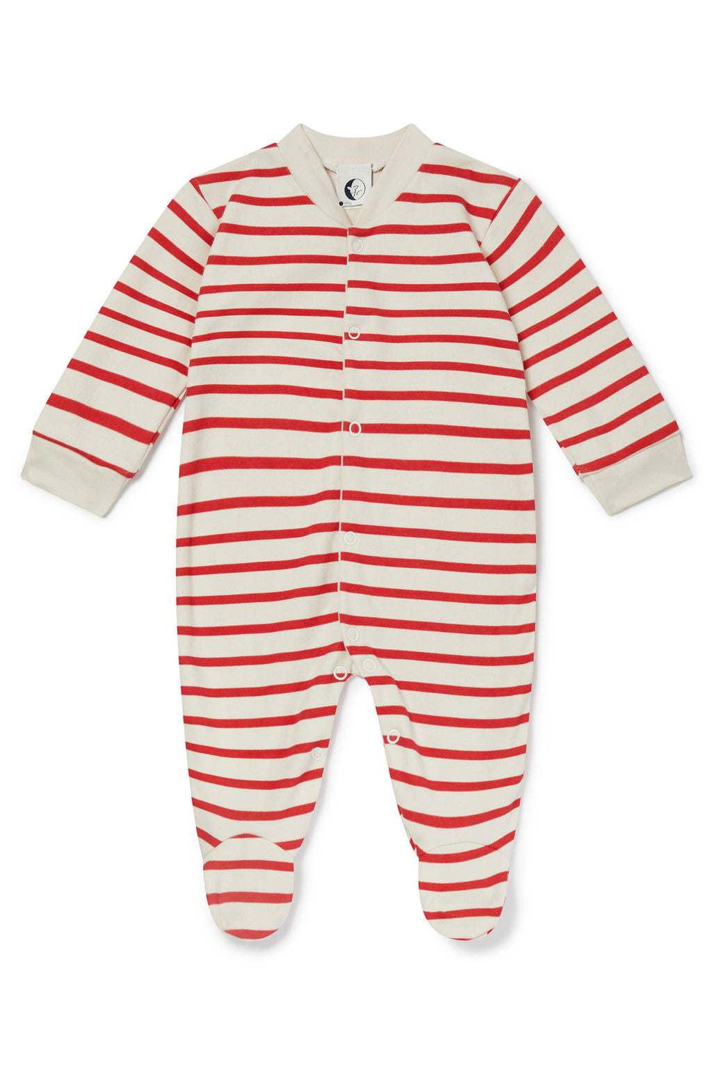 Baby Sleepsuit Red & Oatmeal Breton