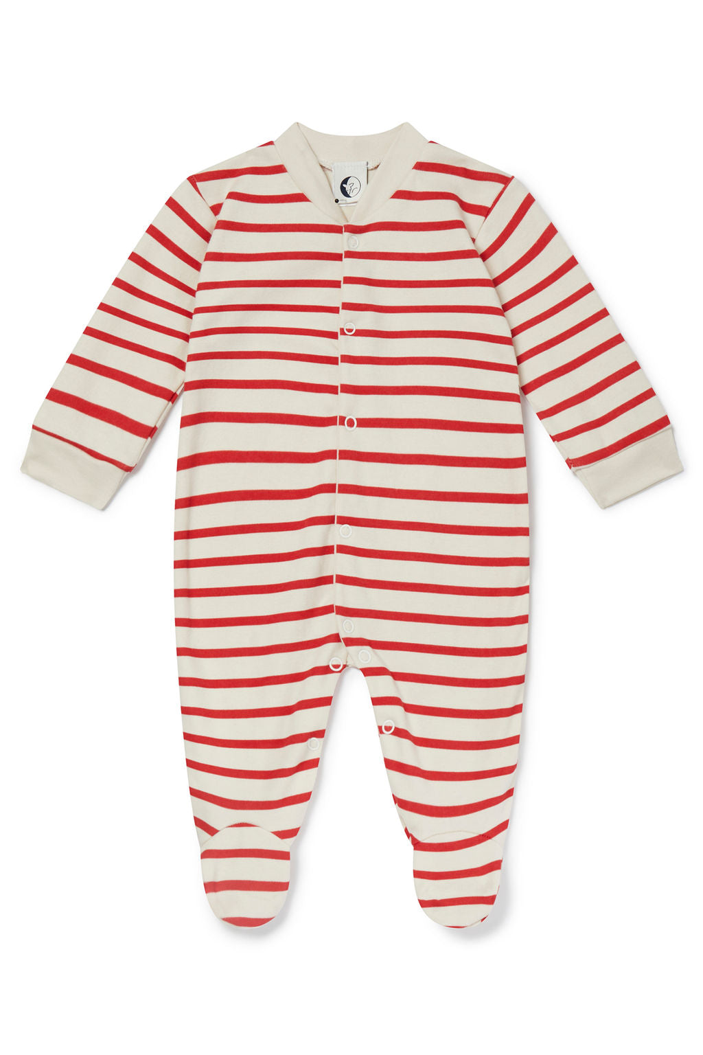 Baby Sleepsuit Red & Oatmeal Breton