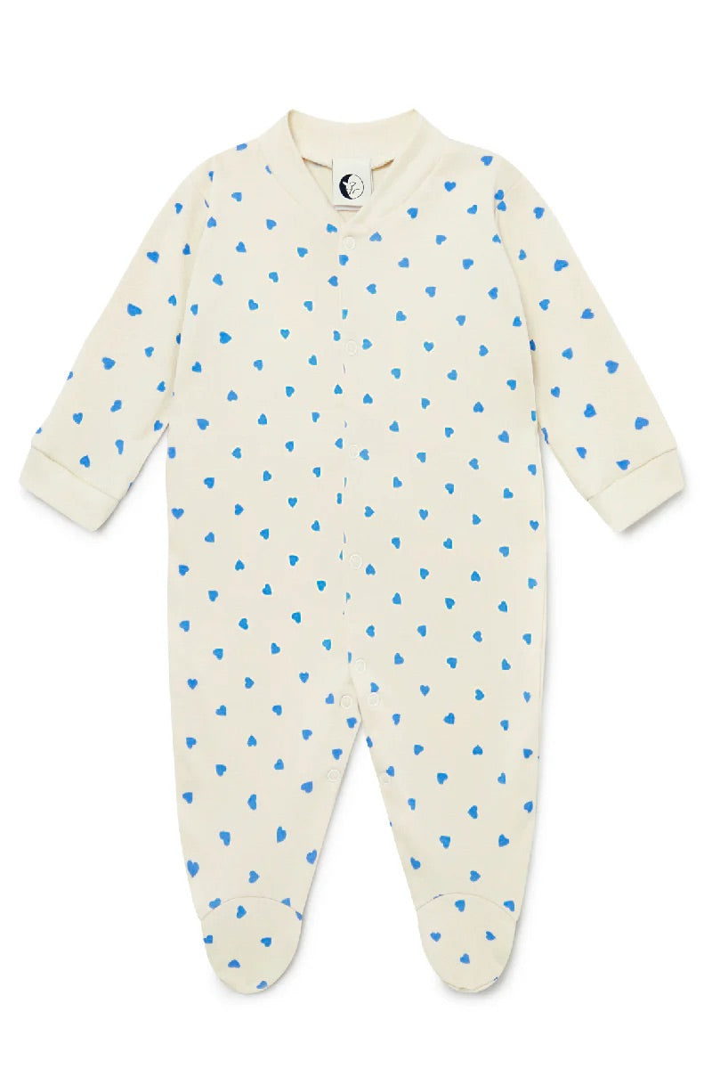 Baby Sleepsuit Blue Hearts