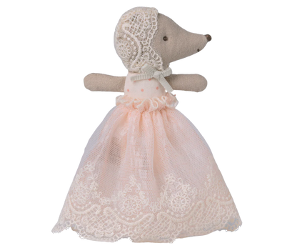 Maileg Baby Mouse in a gown - Powder