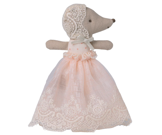 Maileg Baby Mouse in a gown - Powder
