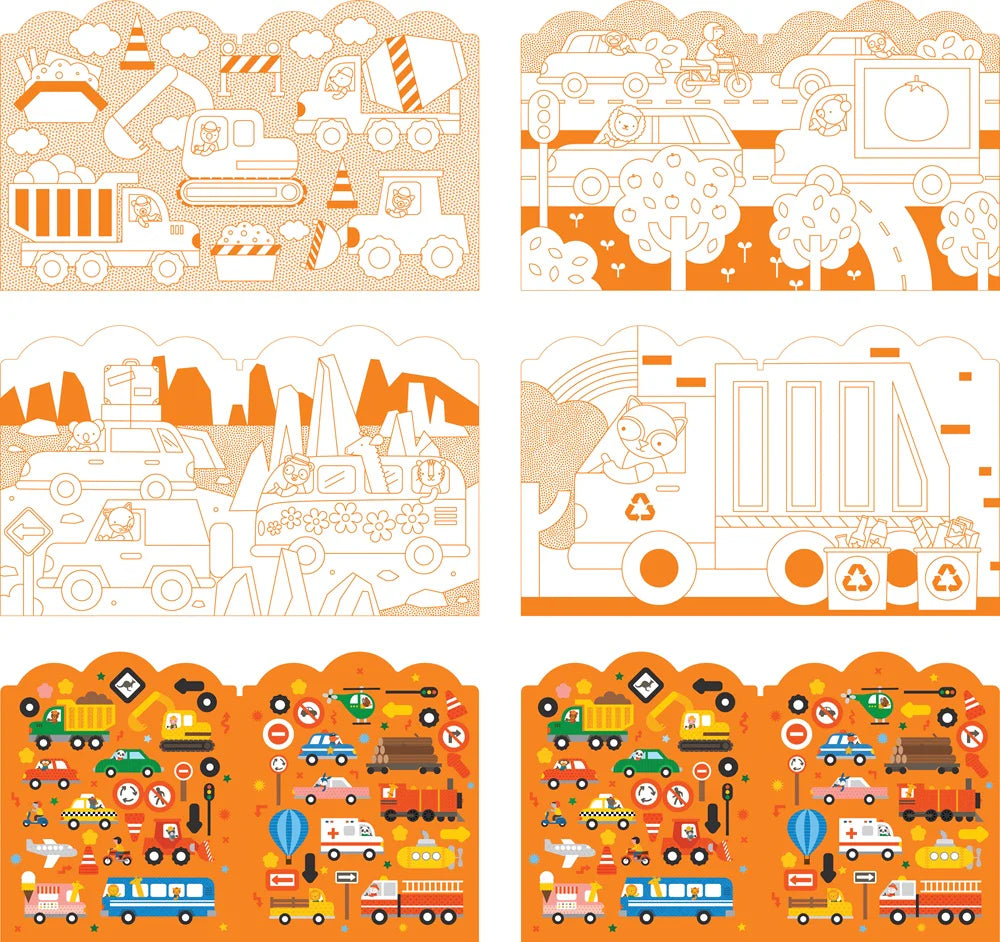 Vehicles Colouring Book and Stickers