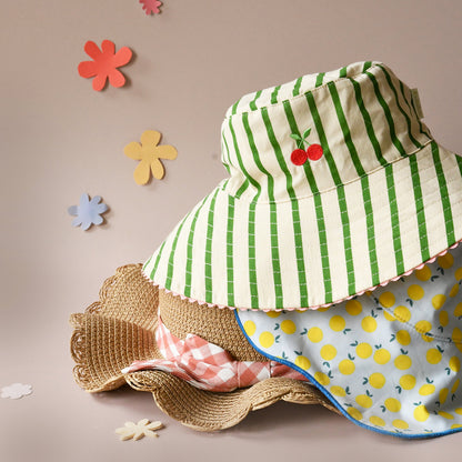 Cherry Kiss Stripy Reversible Sun Hat 3-6 years