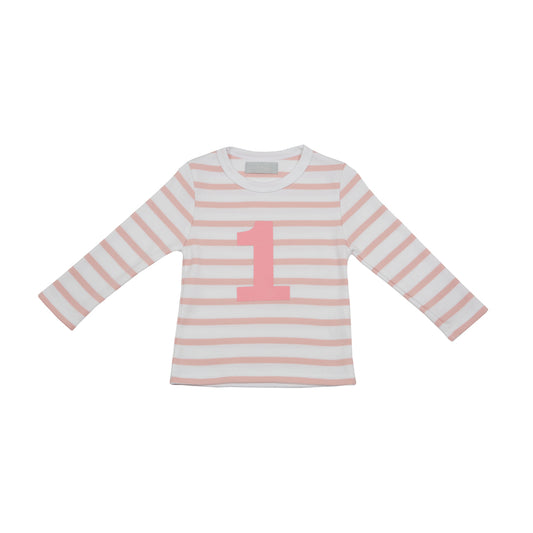 a pink and white striped number top by Bob and Blossom in ages 1,2,3,4 and 5