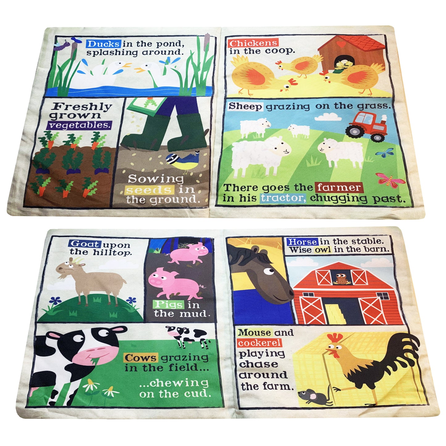 Nursery Times Crinkly Newspaper Cloth Book - Farm Animals