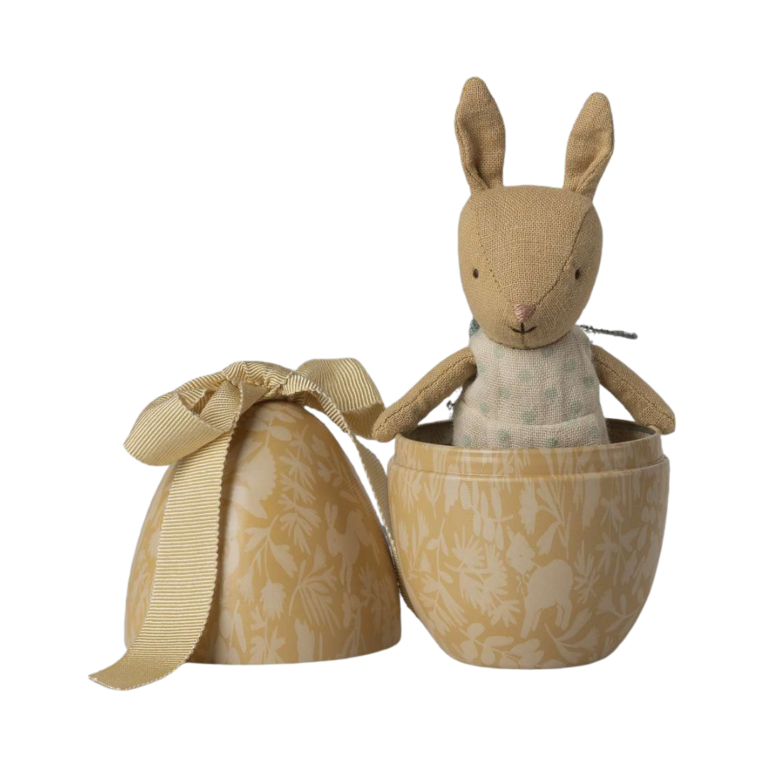Maileg Easter Egg with Micro Rabbit - Small Yellow