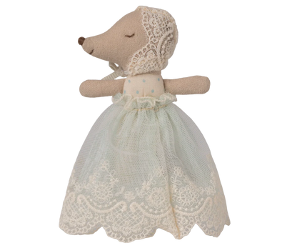 Maileg Baby Mouse in a gown - Mint