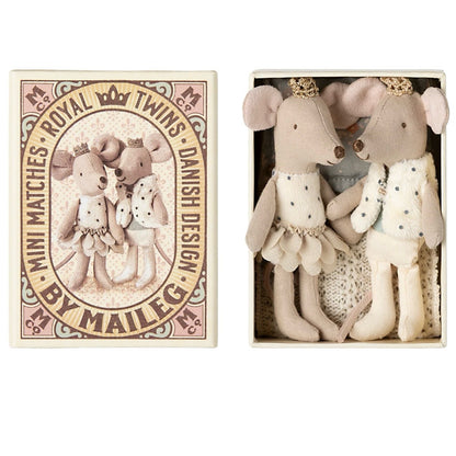 Maileg Royal Twin Mice Little Sister and Brother in a Matchbox
