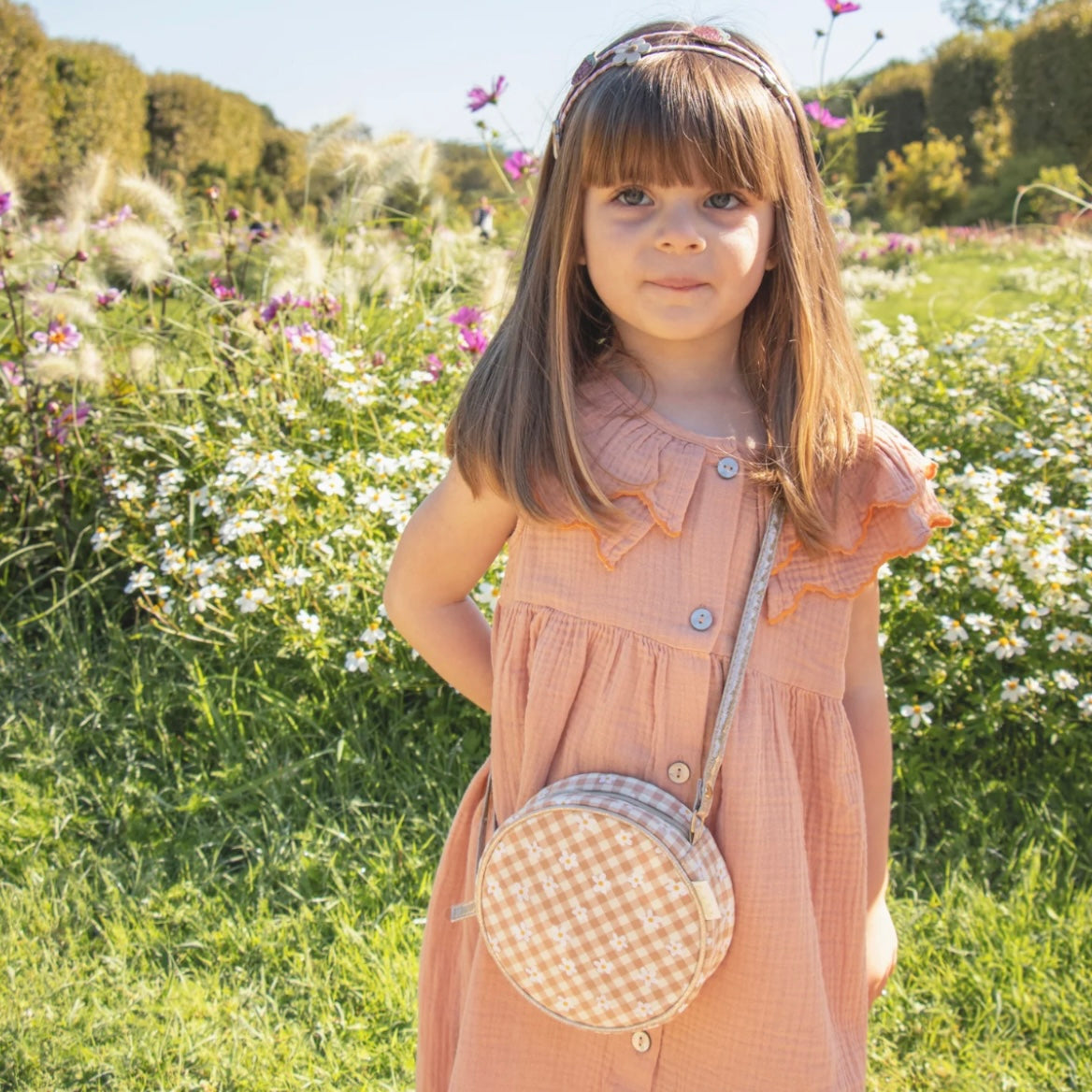 Daisy Gingham Round Bag