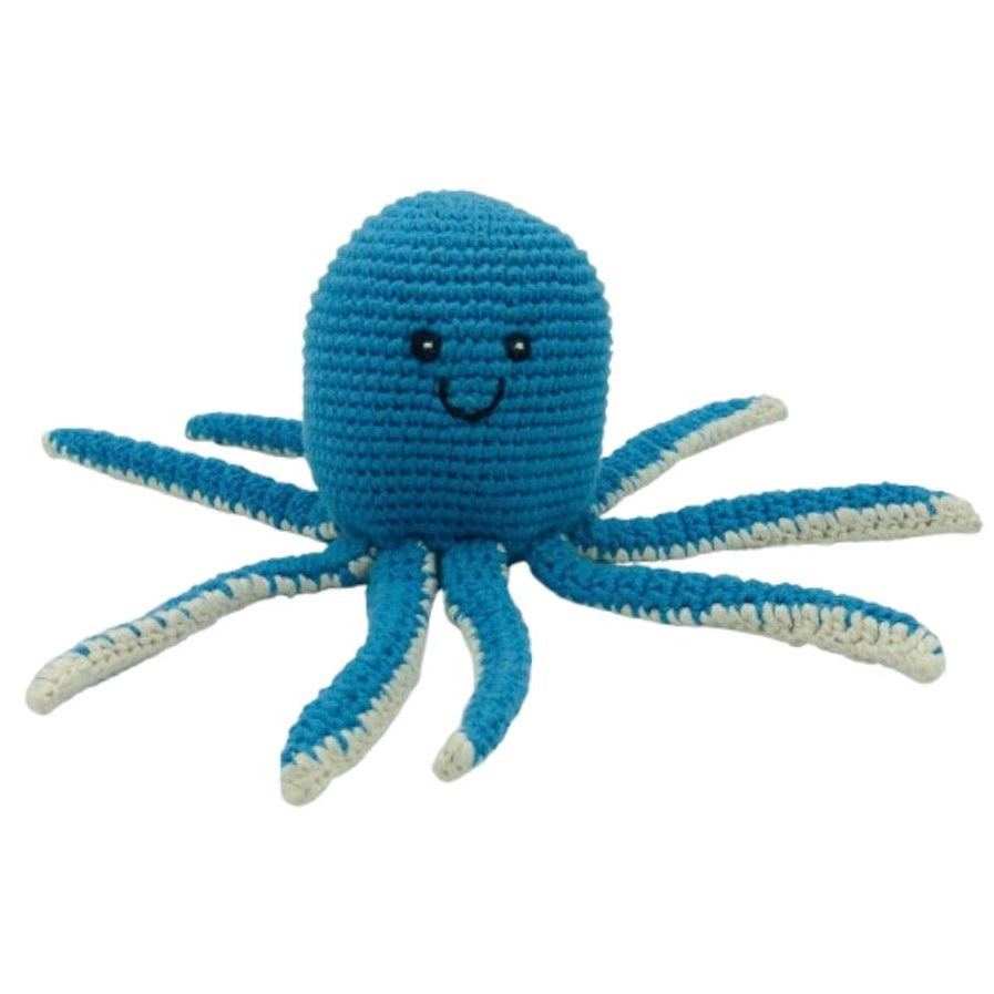 Fair Trade Crochet Blue Octopus Baby Rattle
