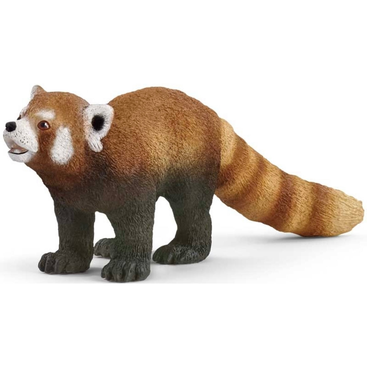 Schleich toy red panda. Red and brown with a stripy tail, hand painted.