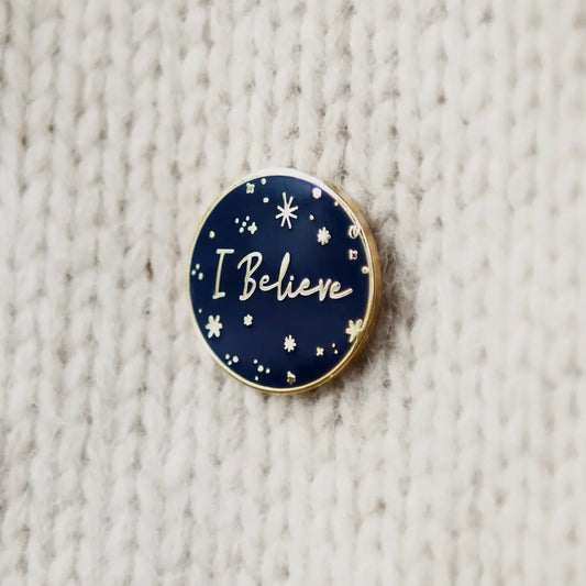 I Believe pin badge - Navy Blue